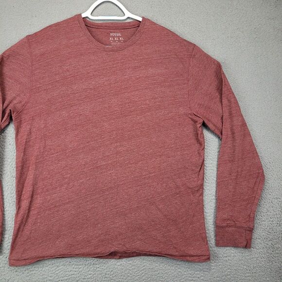 Fossil Shirt Mens Extra Large Red Crew Neck Preppy Basic Minimal Tee - Picture 5 of 10